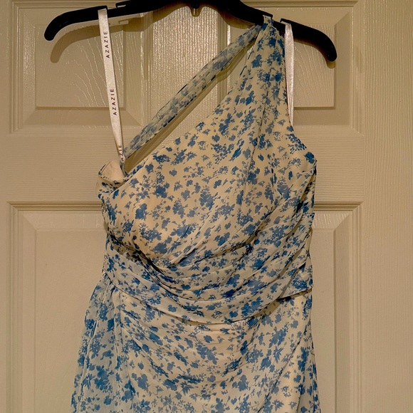 Azazie Maive One-Shoulder Floral sheath chiffon Dress - Picture 8 of 15